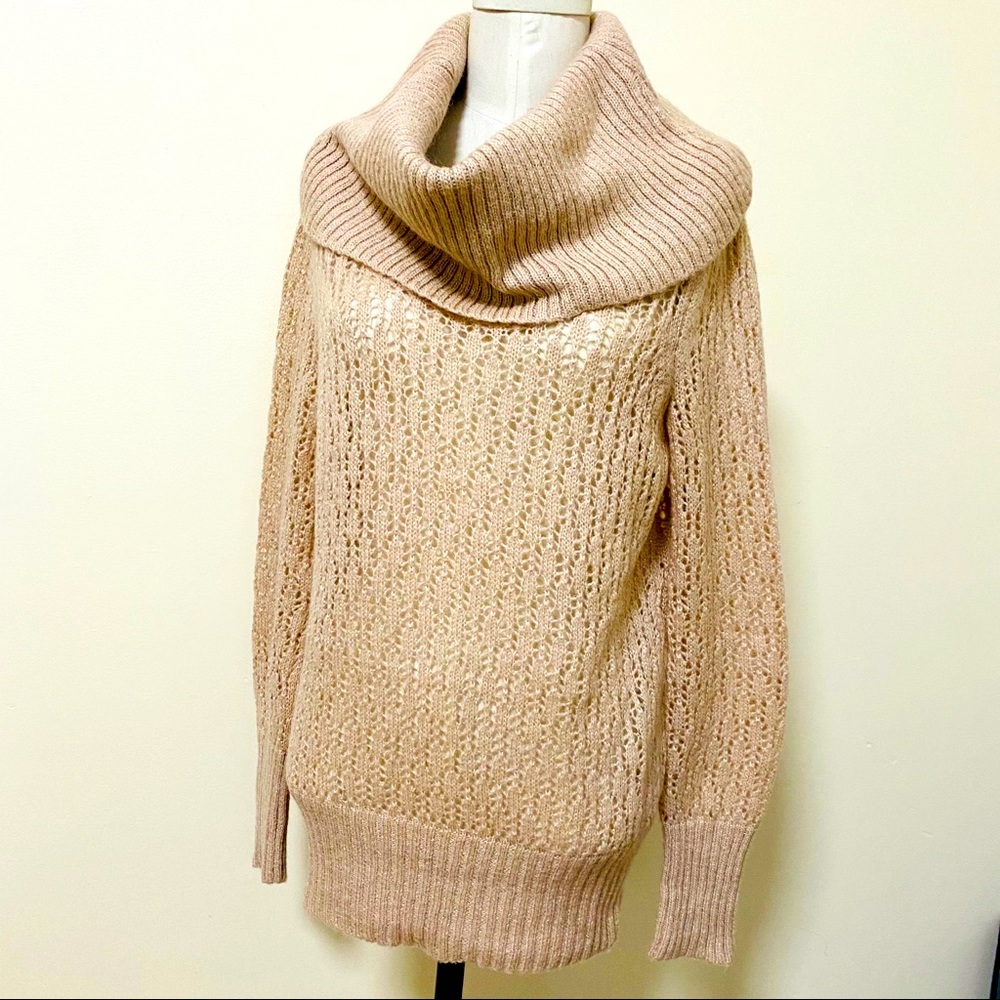 DKNY Crochet Style Cowl Neck Pullover Size Medium